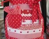 Aprons -  Red and White Aprons - Patchwork Aprons -  - Red Polka Dotted Half Apron - Sweet Shop Apron