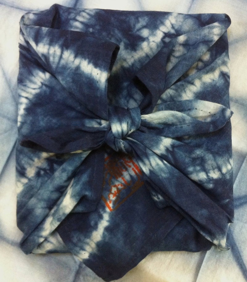 Indigo Furoshiki with Undulating lines
