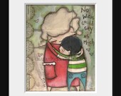 Print of my original Folk Art  Painting - Hug