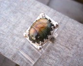 Labradorite & Sterling Silver ring size 7 seven Choctaw Native American Indian made