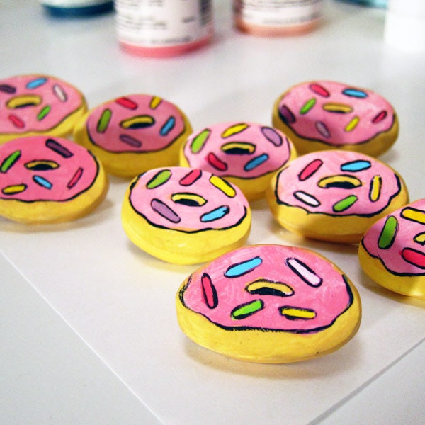 Pink sprinkle donuts - handmade pin