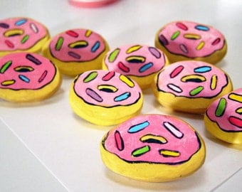 Pink sprinkle donuts - handmade pin