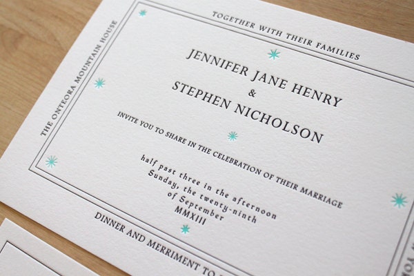 Letterpress Wedding Invitation - Constellation (Sample Set)