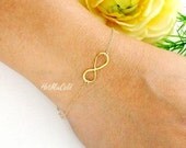 Gold Infinity bracelet, Infinity Jewelry,  Eternity Friendship, Sisterhood, Bridesmaid gifts, Infinity symbol bracelet, Figure 8 bracelet