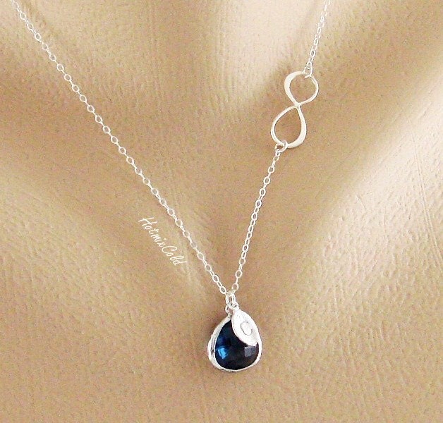 Initial Infinity Necklace, Bezel Stone Infinity Jewelry, Monogram Infinity Birthstone Necklace, Sister, Mother, Personalized Infinite Symbol