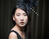 Hat Wool Hat Black Fascinator Feather Fascinator
