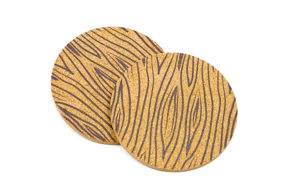 Faux Bois Screen Printed Coasters wood tree pattern