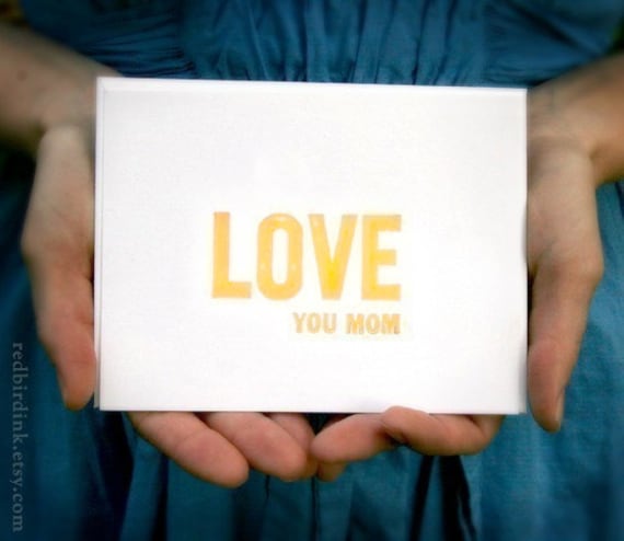 LOVE YOU MOM: Flat Lettepressed Card & Envelope (1ct)