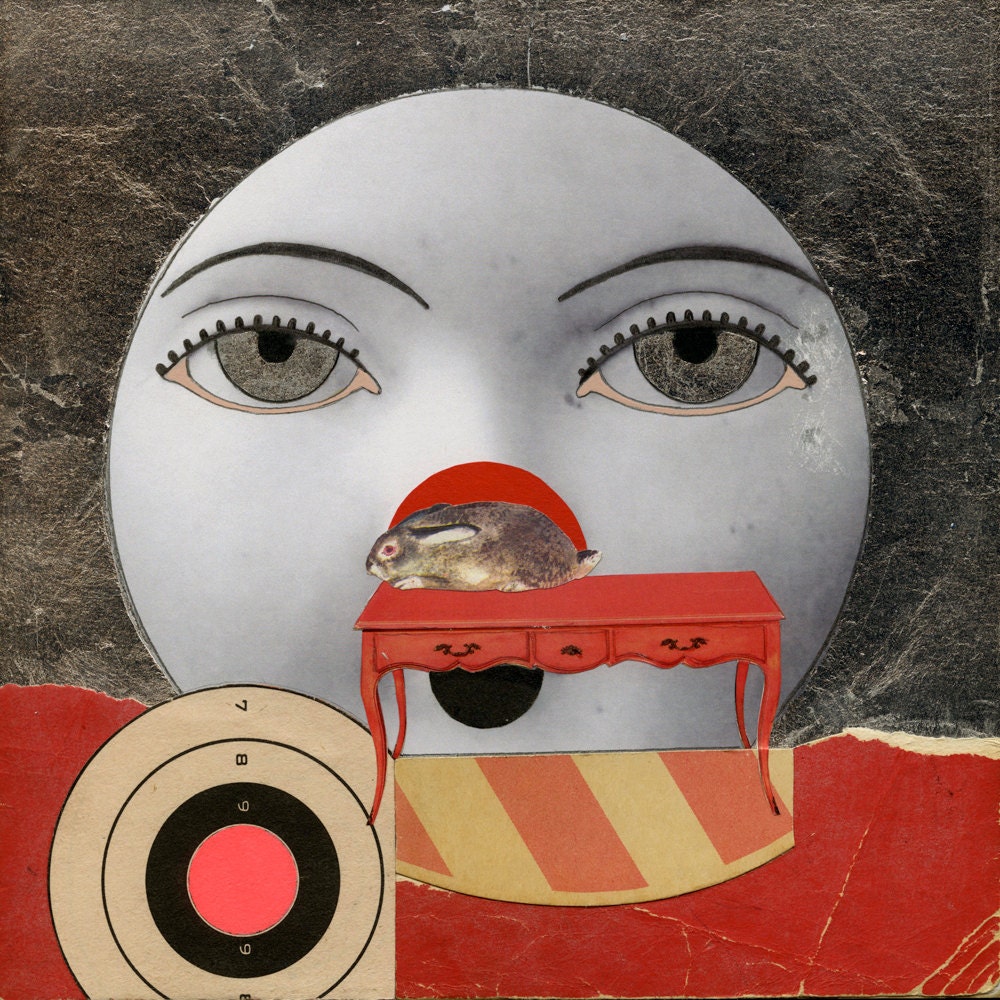 full moon - original collage art