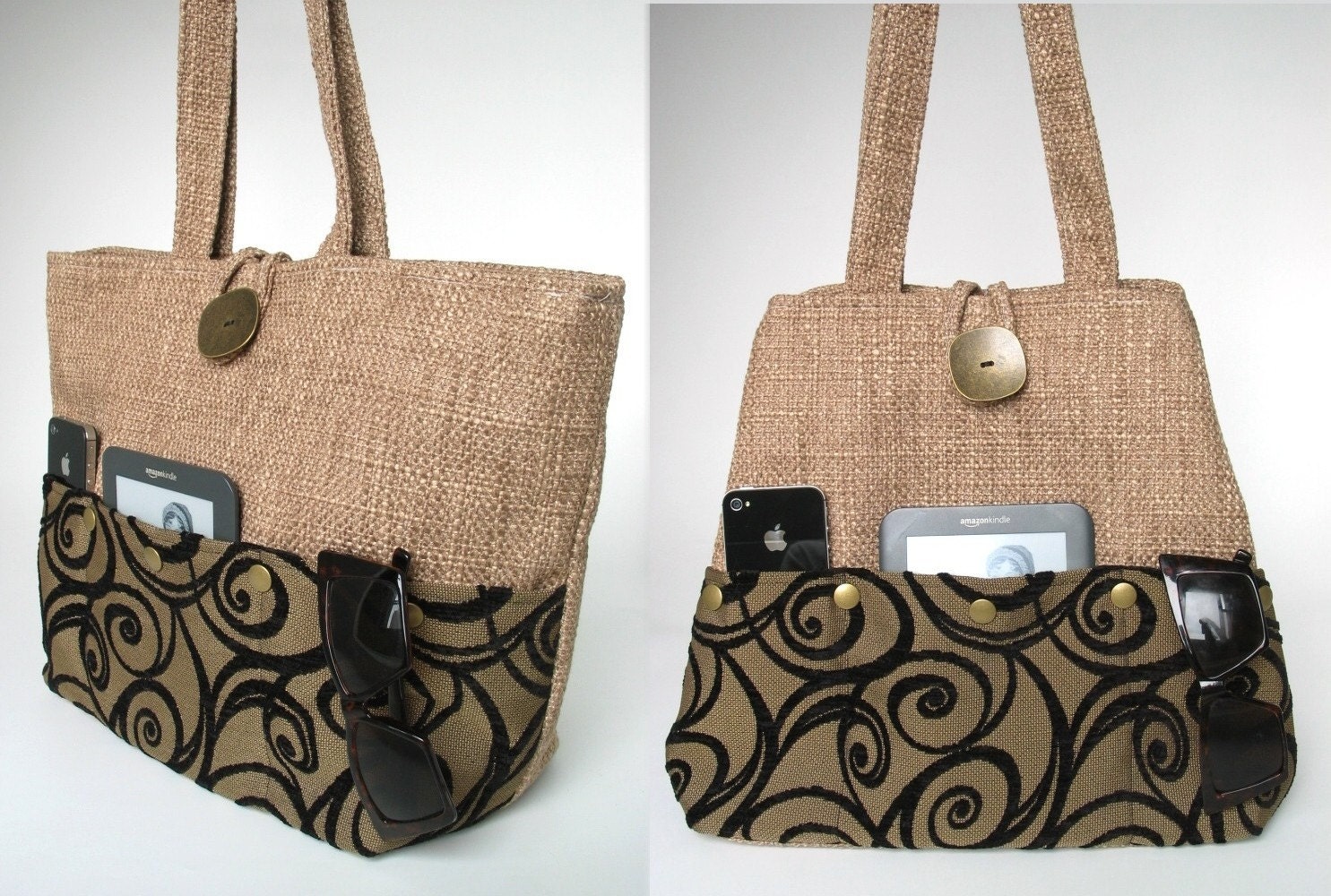 tapestry  tote, diaper bag, laptop bag, purse, 7 pockets shoulder bag, handbag