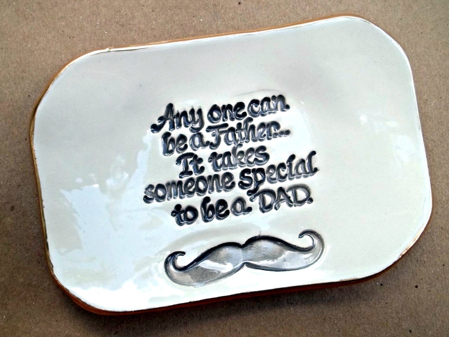 Key and Coin Catcher Ceramic Dish for Dad Dark brown