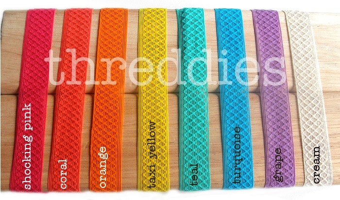 8 diamond-weave elastic infant/baby/child headbands OR oversized ponytail elastics // pick your colors // no metal