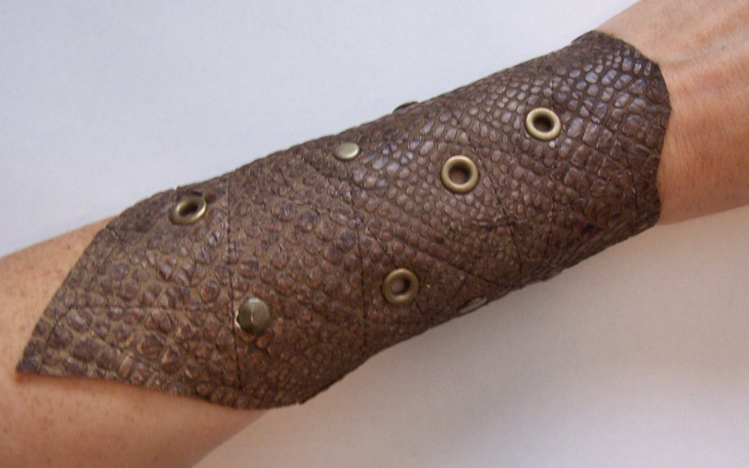 Darkwear Clothing Upcycled Brown Leather Bracelet Wrist Cuff  6- 6 3/4 in OOAK ready to ship