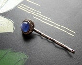 blue moon bobbypin - vintage moonglow and rhinestone