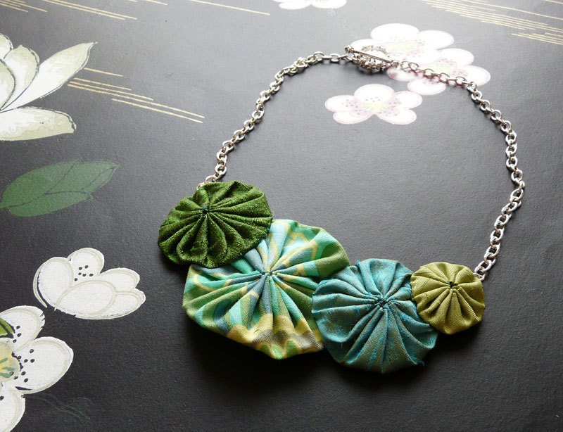 mermaid - silk and cotton yoyo necklace