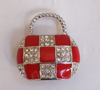Vintage Metal Checkered Bag Pendant - Supplies - Bag Pendant