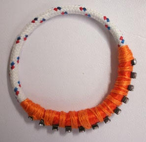 Orange Friendship tribal boho fiber bracelet - Spring Fashion Bracelet - Women Thread Wrapped Bracelet
