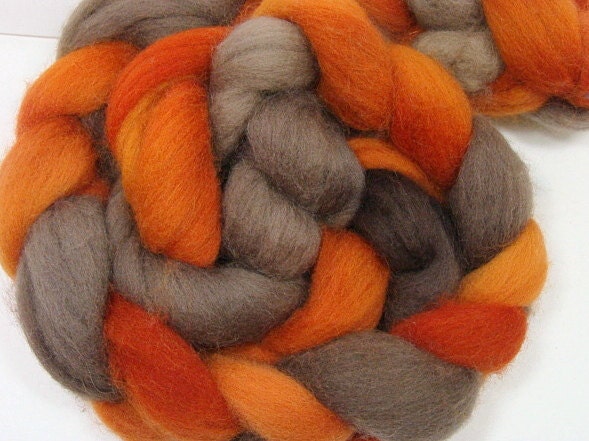 SALE Hand Dyed Falkland Top in 2 colors - Mink and Tomator Semi Solid Together