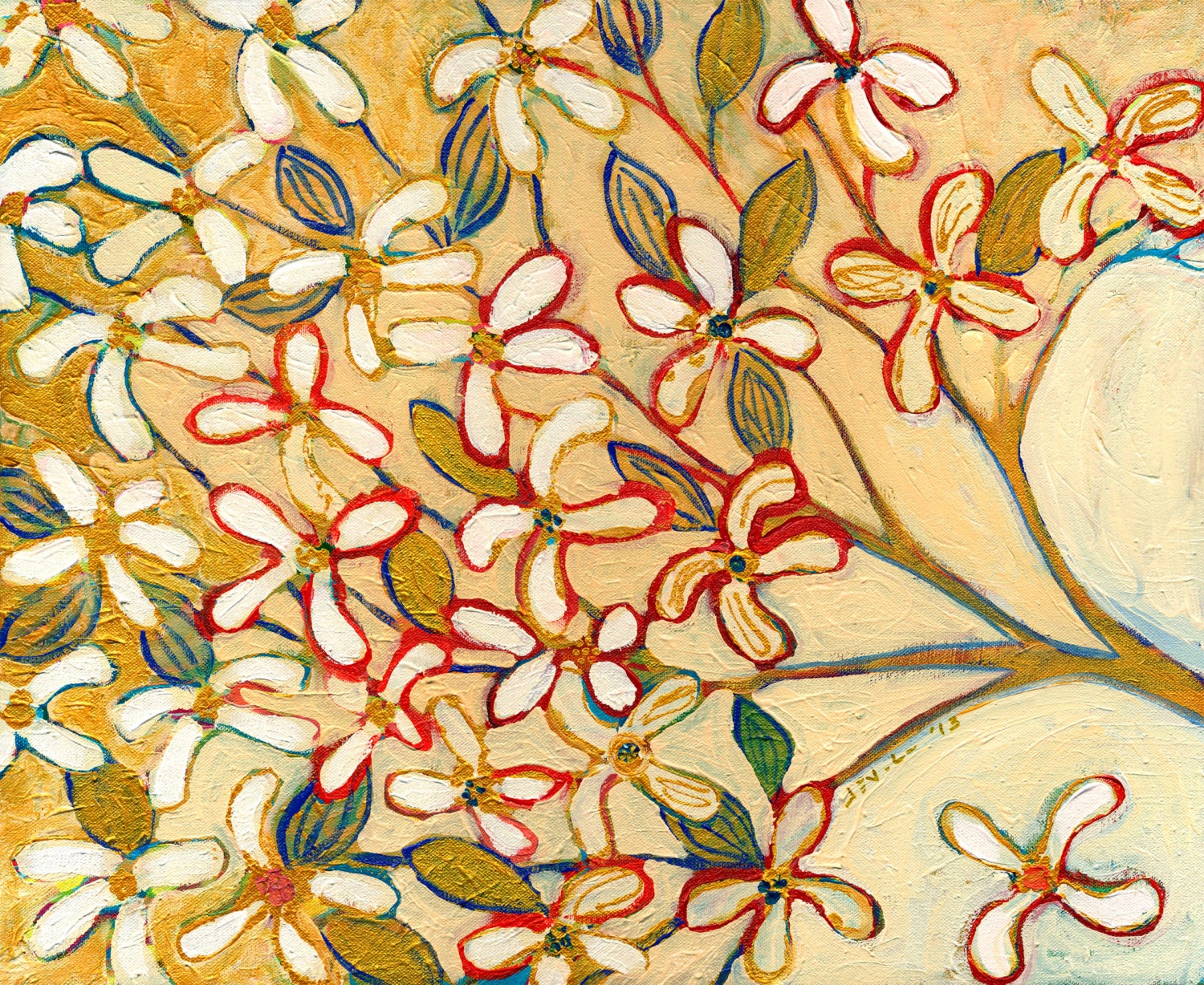 Dogwood Branch 8 x 10 inch floral Fine Art Print by Jenlo
