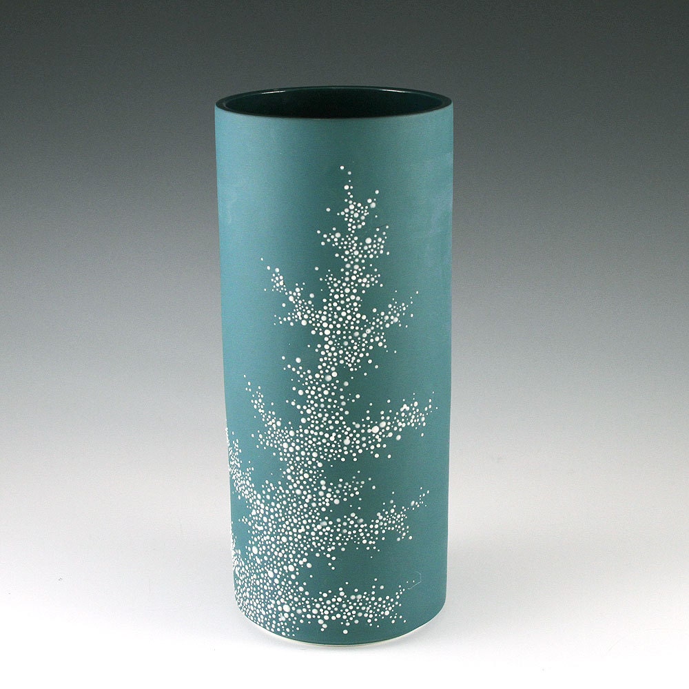 Tall Porcelain Pebble Vase in Aqua