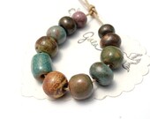 RESERVED for the awesome juliethelen / Pebbles / Earth Tone Ceramic Bead Set