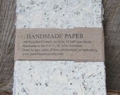 Upcycled Handmade Paper from Recycled materials, no dyes or additives. Eco- Friendly, Mixed Textures, 8 1/2 x 5.5 inches