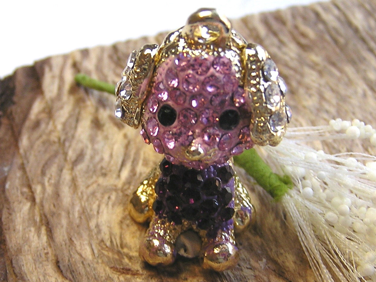 Purple Crystal Pup Pendant - 1 piece - SALE