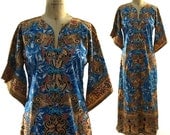 70s Batik Cotton Peasant / Hippie / Bohemian / Festival Dress
