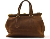 BIG Butter Soft Leather Handbag / Hinge Frame Bag / Brown Leather / Vintage 60s
