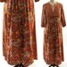 70's Batik Cotton Maxi Dress or Caftan in Shades of Sienna