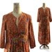 70's Batik Cotton Maxi Dress or Caftan in Shades of Sienna