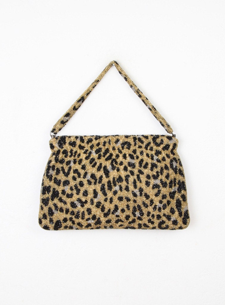 Beaded Leopard 1950s Glam Evening Bag