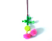 wood necklace with pompoms
