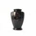 Vintage Redware Pottery Vase - Black Moriage Flowers - Gold Trim