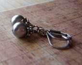 Pearl Earrings  Antique Silver  Lever Back Ear Wire