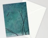 Greeting Card - Awakening - majestic eagle soaring blue sky mysterious haunting silhouette sympathy canvas art painting envelope Oladesign