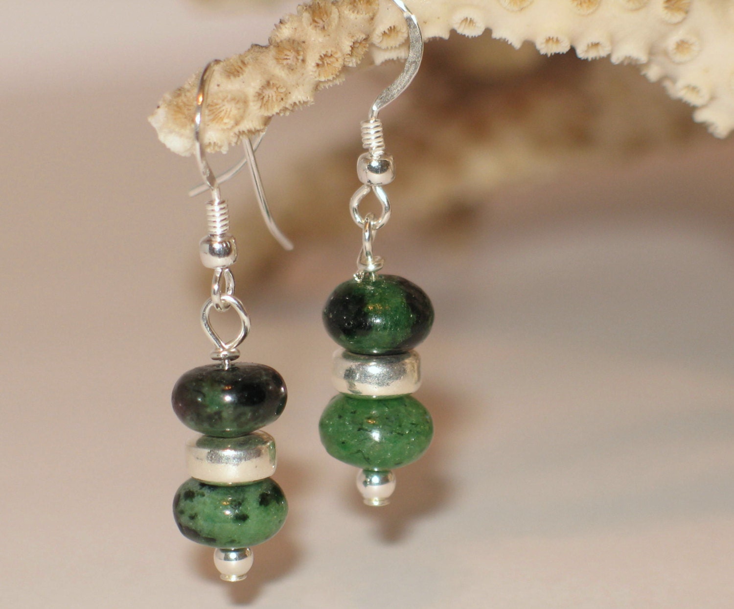 Sterling and Zoisite Earrings
