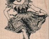 Jingle Jangle Dancing Girl Gypsy rubber stamps place cards gifts  wood mounted  number 8629