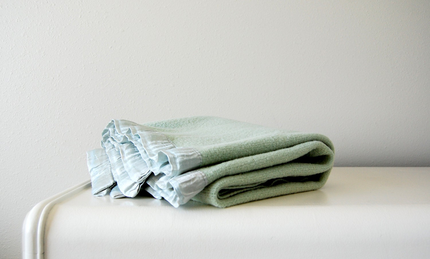 vintage woven wool baby blanket / soft mint sage green / nursery decor / North Star Blankets - shopgoodgrace