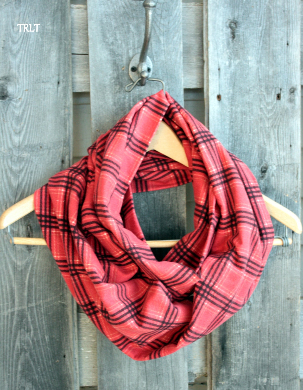 Rustic Red Plaid Flannel Infinity Scarf - TheRoadLessTraveled