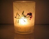 Pink Alyssum Earth Light - candle, candle holder, tea light, pressed flower, natural, handmade paper, spring and summer, gift