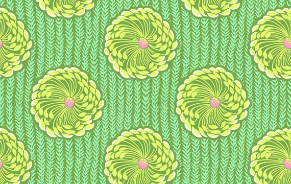 Amy Butler Soul Blossom Lime Green and Yellow Floral cotton Fabric by the yard