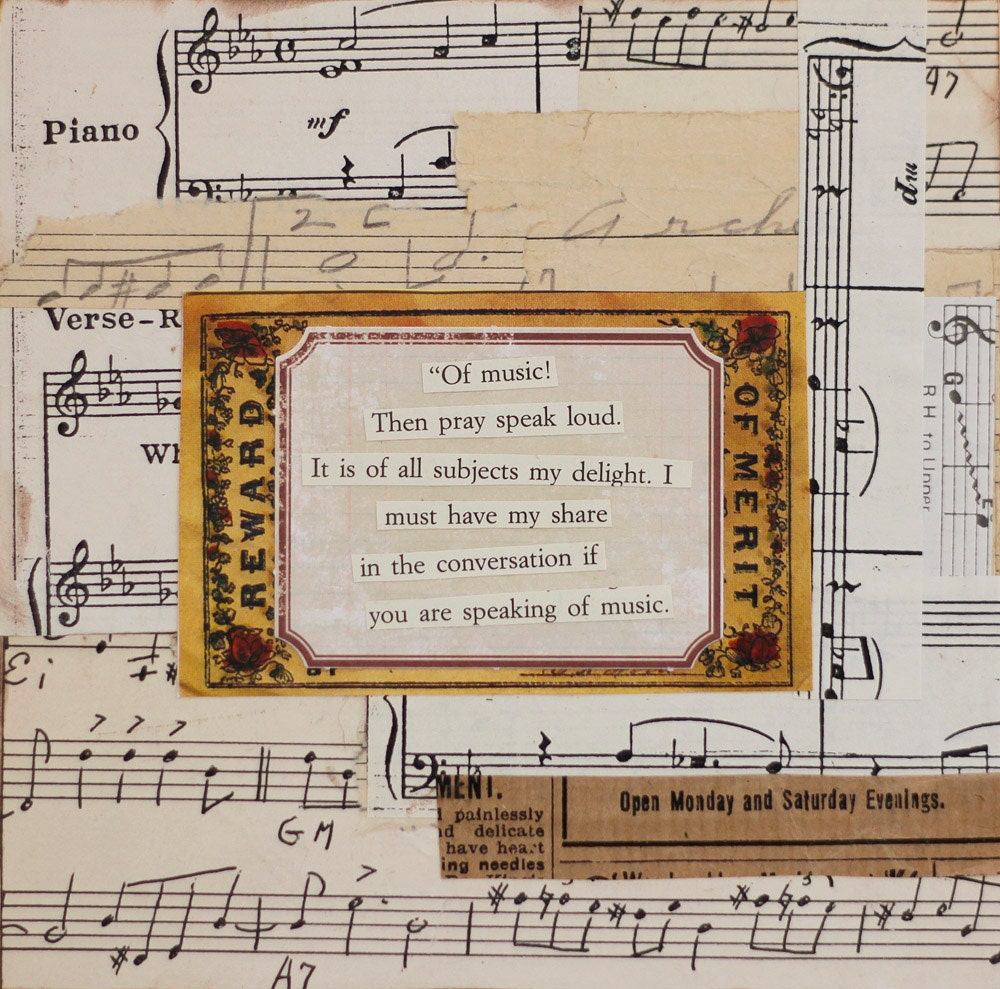 Of Music .  original collage on pine panel