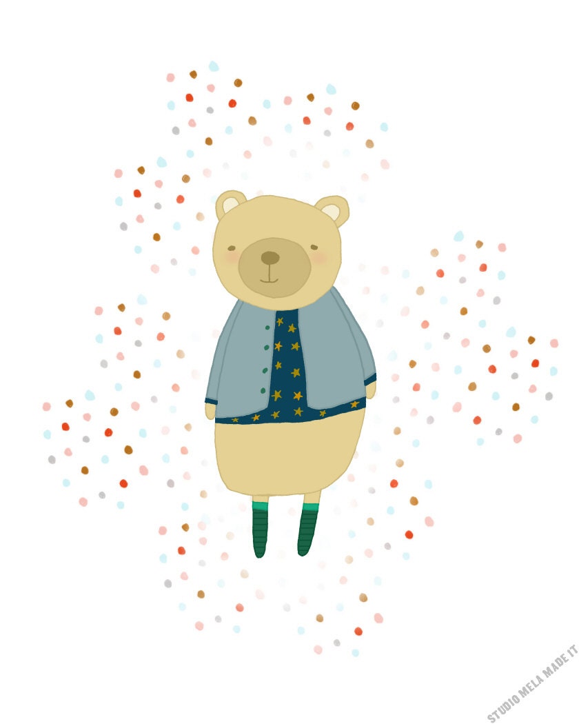 illustration, digital art print, bear art, animals, 8x10, poster, kids art, childrens art, baby gift, nursery artwork - OH BEAR