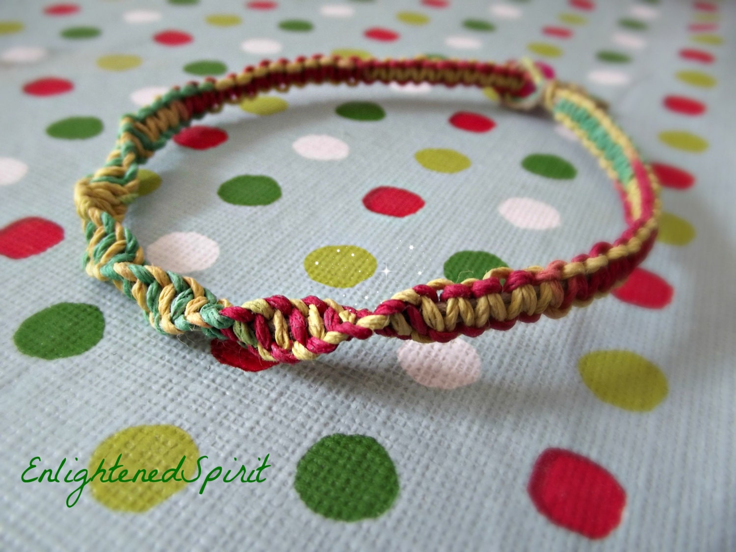 Rasta Colours  Red Green Yellow  variegated hemp anklet