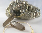 Smokey Quartz Point Hoop Earrings - L