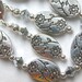 Flower Engraved Silver Bracelet and Earring Set