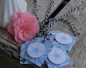 western star...set of 6 tags..blue western paisley