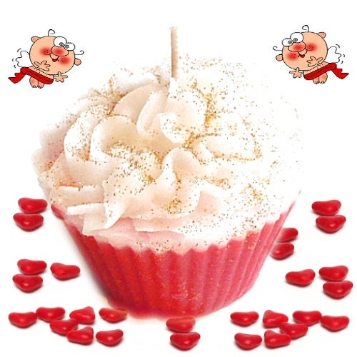 Glitter Cupcake Candle Red Hot Cinnamon Scent