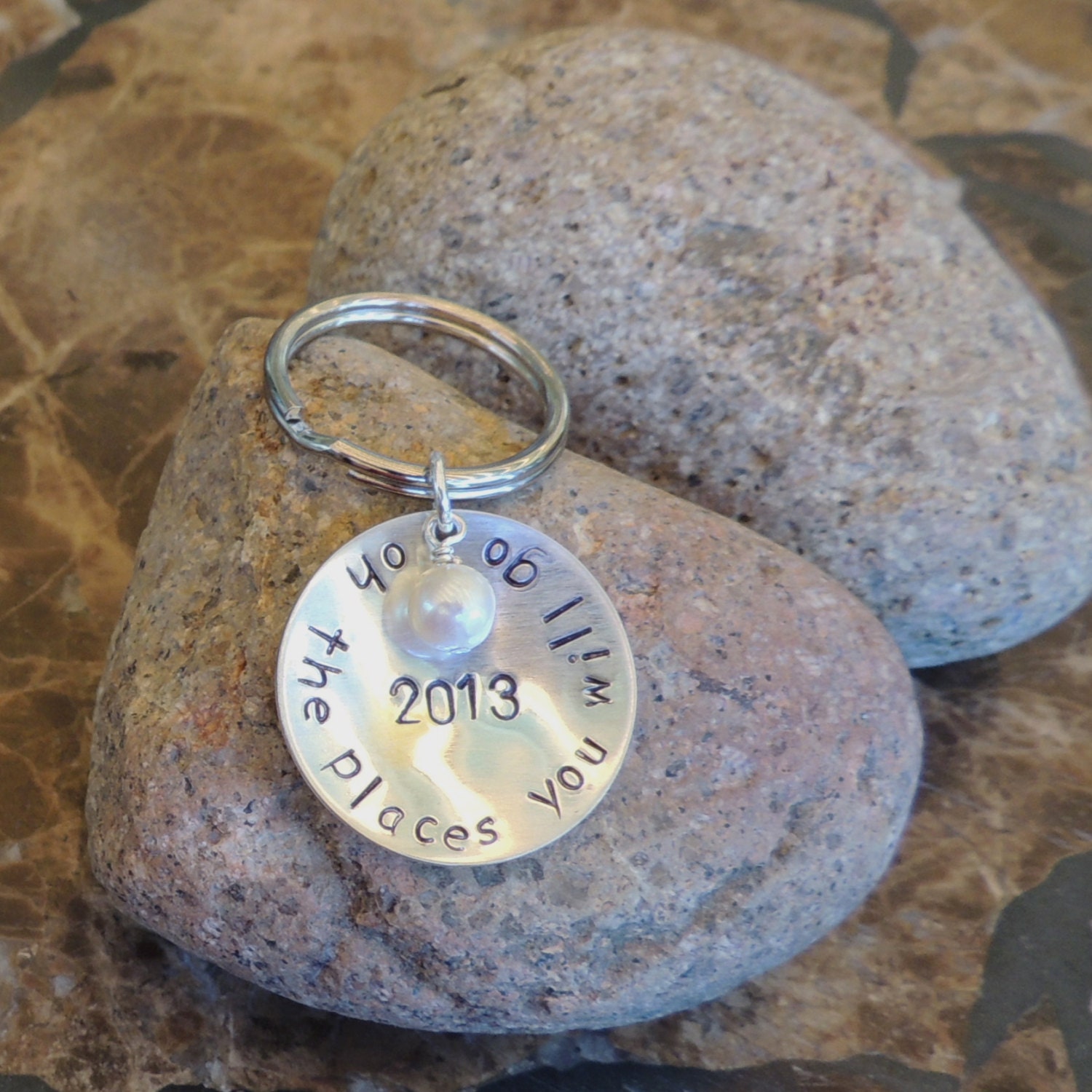 Oh the Places You Will Go 2013 Graduate Graduation Sterling Silver Keychain